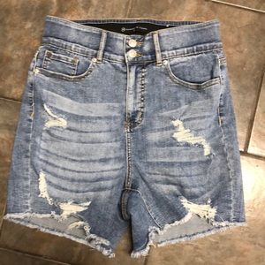Blue Jean Destructed Cut Off Shorts